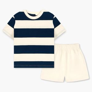 Bộ ngắn tay quần áo thun cotton mịn mặc nhà mùa hè cho bé trai và bé gái Unifriend Hàn Quốc U2024-4