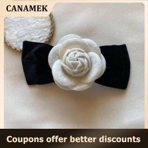【 CANAMEK 】 New Fabric Camellia Flower Brooch Velvet Bow Tie Ladies College Style Shirt Collar Pins Vintage Wedding Party Brooches For Women