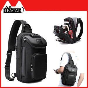 Leacat Sling bag Oxford kalis air kapasiti besar lelaki pelbagai fungsi bahu beg Messenger dada selempang Bags
