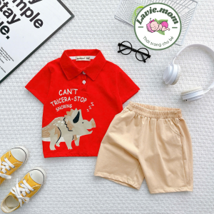 Bộ Quần Áo Trẻ Em Ngắn Tay Cổ Polo Vải Cotton NATUCO Mềm Mát Cho Bé Trai 8-27Kg Đi Học Đi Chơi TN-007