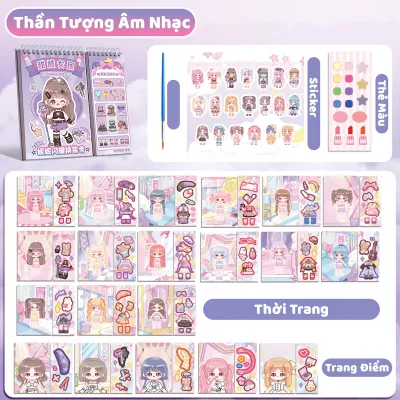 Sách Sticker Công Chúa Cho Bé - 20 Màn Chơi Sáng Tạo Dán Hình Tô Màu Hóa Trang Đồ Chơi DIY