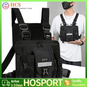 【HCS】กระเป๋าหน้าอกปั่นจักรยานกลางแจ้งกระเป๋าสะพายไนล่อนขนาดใหญ่กระเป๋ากระเป๋าเป้สะพายหลังที่ใช้งานได้ทันสมัย