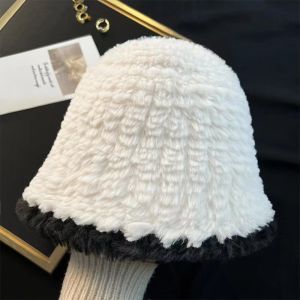 ERYRG Thick Girls Bucket Hat Windproof Warm Lamb Fleece Basin Cap Trendy Outdoor Faux Fur Bucket Hat Women