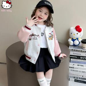 Christmas gifts Halloween Anime Cartoon Sanrio Kawaii Girls Baseball Jacket Hello Kitty Spring Autumn New Kids Clothing Kawaii Fashion Casual Sweet Coat