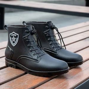 Men Flat Sole Elastic Band Ankle Rain Boots Four Seasons Round Toe Non Slip Waterproof Kitchen Work Shoes Fishing Wader