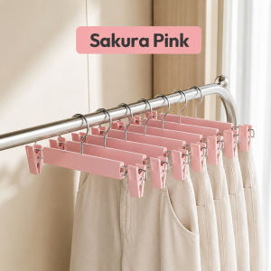 [SG Stock] Clip Pants Hanger Anti Slip Traceless Telescopic Pants Skirts Hanger Clothes Hangers with Clip Drying Rack