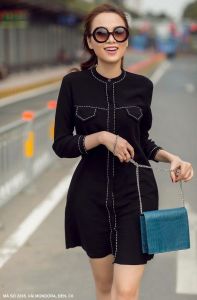"🎀MYDU SALE | MS 2235 ĐẦM SUÔNG VIỀN CHỈ NỔI – FORM RỘNG THOẢI MÁI TÔN DÁNG NHẸ NHÀNG.
