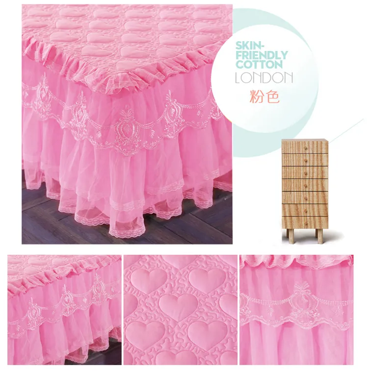 Piece High-grade Lace Bed Skirt Bedding Sets Velvet Thick Warm