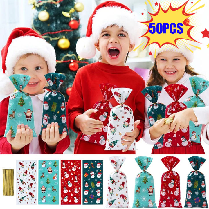 50Pcs Christmas Series Santa Claus Elk Pattern Chocolate Candy