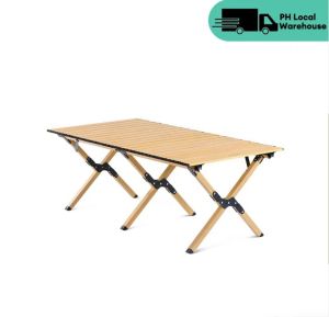 Tani Camping Low Roll Top Bamboo Table Foldable with Bag