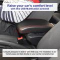 PROTON EXORA Armrest Premium Quality Adjustable Black Leather With Red Stitch Arm Rest with USB Charger Extension & Cup Holder. 