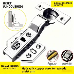 《2PCS》2.0mm Thick 304 Stainless Steel Hydraulic Cabinet Hinges - Soaking Water Resistant Soft Close Concealed DIY Fast delivery COD