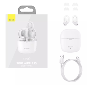 Baseus W12 หูฟังบลูทูธ หูฟังไร้สาย Enc noise cancelling ระบบลดเสียงรบกวนTrue Wireless 5.0 TWS เบสนุ่ม หูฟัง Bluetooth​