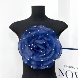 PICKIT Nhân tạo Miếng vá hoa hồng Vải Organza 3D 265cm Đầu hoa 3D Dễ thương Hoa ngực Phụ kiện trâm cài