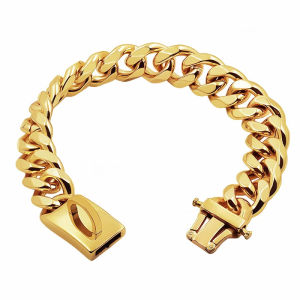 Gold Dog Collar Stainless SteelMetal Choker 19mm Wide Lead for Medium Large DogsFrench bulldog Labrador Retriever