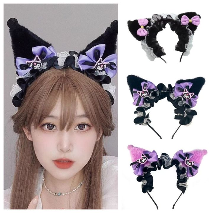 Bowknot Kuromi Headband Plush Anime Kuromi Hair Hoop Cute Hair Band ...