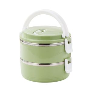 SFAUQ393402 Round Insulated Lunch Box Stainless Steel Stackable Food Container Box Durable Large Capacity Food Thermal Jar for StudentsOffice Worker