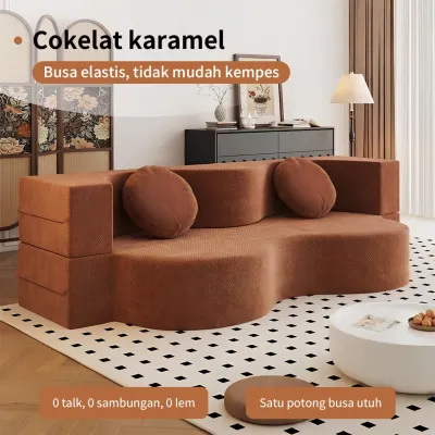 MossWood Sofa Busa Lipat 2in1 Ukuran 150/180/200cm Bisa Pilih untuk Kosan Tidur & Duduk Bonus Bantal & Kirim Vakum​