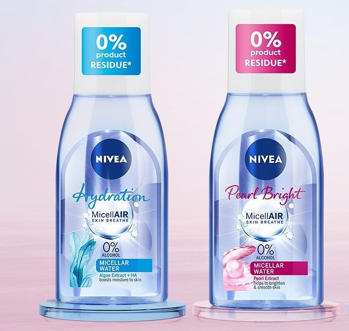 NIVEA Micellar Water MicellAIR Skin Breathe 125ml / 200ml - Pearl Bright White / Hydration - BPOM Pembersih Make Up Wajah - Cleanser Double Cleansing Micelar 0% Bebas Tanpa Alkohol Biru Pink  Miceair Micell Air