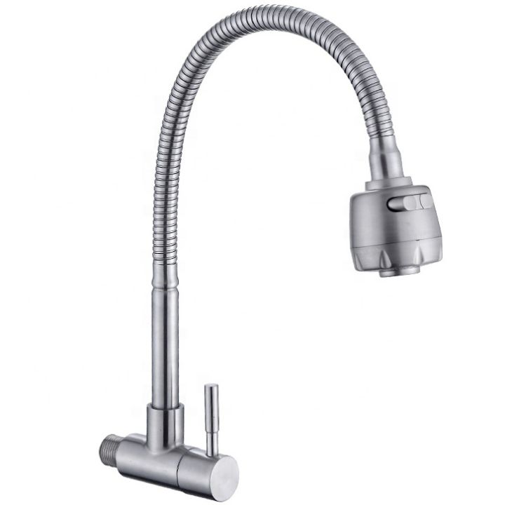 Wall Mounted Stainless Steel Pull Out Down Taps Mixer For Sink Cold