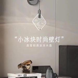 SXH โคมไฟคริสตัลโมเดิร์นแบบมินิมอลสำหรับห้องนั่งเล่น ผนังพื้นหลังทีวี ห้องนอน โคมไฟหัวเดียวข้างเตียง