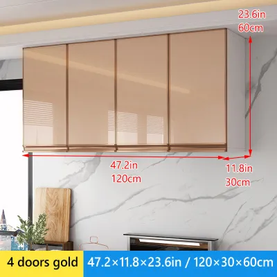 kitchen cabinet wood condiment storage hanging cabinet wall for kitchen balcony tempered glass door pantry/dish cabinet