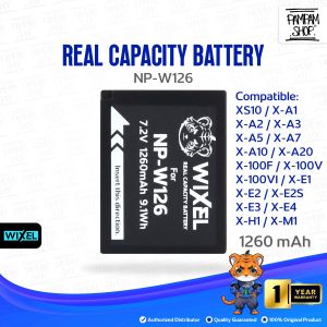 WIXEL Baterai Kamera NP-W126 for Fujifilm XS10 / X-A1 / X-A2 / X-A3 / X-A5 / X-A7 / X-A10 / X-A20 / X-100F / X-100V / X-100VI / X-E1 / X-E2 / X-E2S / X-E3 / X-E4 / X-H1 / X-M1 Camera Battery Real Capacity Dual Double Power NPW126 Fuji Film