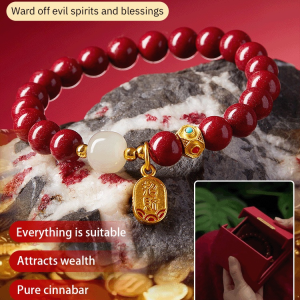Hand Jewelry Exquisite Variety Bracelet Safe and Secure Unique Transfer Beads Protect Oneself/Cinnabar Bracelet Lucky Bracelet for This Lucky Year/Lucky jewelry transit beads ancient style
