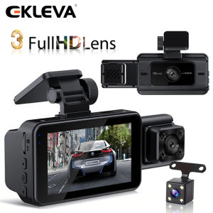 EKLEVA 3 Channel Dash Cam for Cars Black Box HD 1080P Car Video Recorder Whit G-sensor Loop Recording Dvr Car accessories