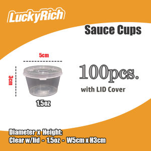 LuckyRich - Sauce Cups 1.5oz/2oz/3oz 100pcs per pack clear sauce cups with lids