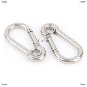 [COD] fhsav M4 M5 M6 M7 M8 Stainless Steel Carabiner Carbine Snap Hook with Eyelet Spring Buckle Key Ring