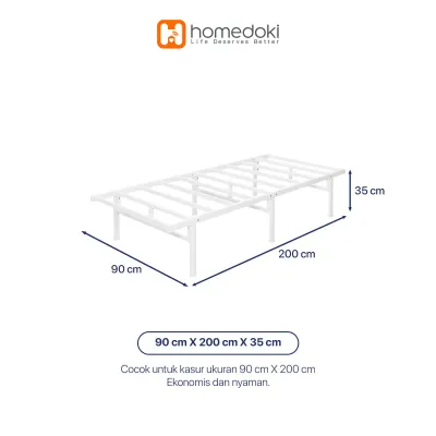 Homedoki BASICLITEBED WHITE Series / Tempat Tidur Lipat / Yelena Ranjang Tidur Divan / Puith Dipan Besi