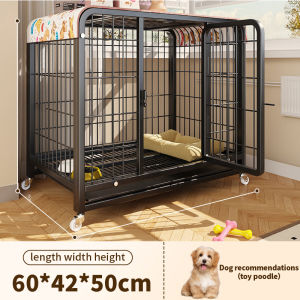 【IN STOCK】New Heavy-Duty Stainless Steel Dog Crate with Skylight Double Door and Wheels - Large Pet Cage for Dogs under 15kg