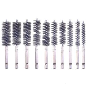 10pcs Hexagonal Shank Steel Brushes Assorted Size 8mm To 19mm Rustproof Metal Surfaces Cleaning Tool
