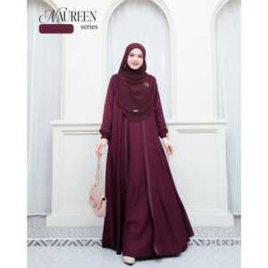 NAUREEN MOM DRESS KONDANGAN CANTIK ELEGAN BAHAN Crinkle Aplikasi Swarovski GAMIS LEBARAN KEKINIAN