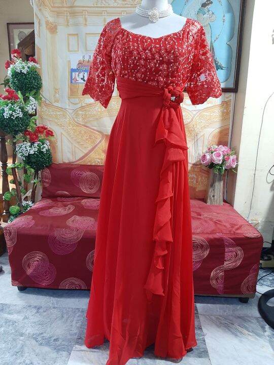 Mom of bride groom or Godmother s gown best wear on wedding celebration Lazada PH