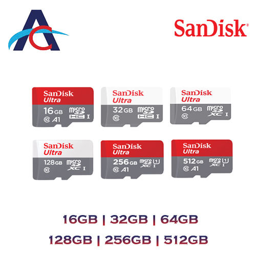 Sandisk Ultra MicroSD HC & XC UHSI Card 16GB 32GB 64GB 128GB 256GB 512GB Lazada