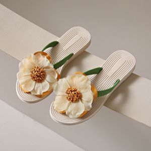 [Free Shipping] Flat-Soled WomenS Summer Sandals With A Floral Design Soft Sole Perfect For Beach Vacations And Seaside Leisure