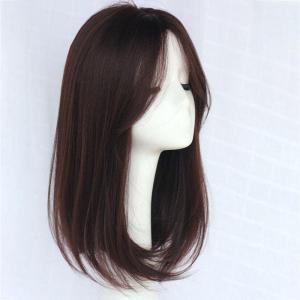 Womens Mid-Length Hair Full-Head Wig Mid-Length Eight-Character Bangs Fashion Beauty Natural Clavicle Wig