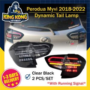 Perodua Myvi 2018 - 2022 MK7 Design Dynamic Tail Lamp With Signal Running ( Clear + Black )