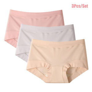 กางเกงในเอวกลางของผู้หญิง3ชิ้นกางเกงในสำหรับเด็กผู้หญิงกางเกงในตัวใหญ่ต้านเชื้อแบคทีเรียระบายอากาศได้ดีขนาด M-XXL ชุดชั้นในสตรี