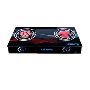DENPA เตาแก๊ส เตาแก๊สหน้ากระจก เตาแก๊ส 2 หัวคู่ กระจกนิรภัย (รับประกัน 1 ปีเต็ม)