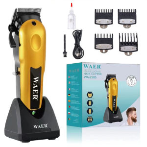 WAER Cordless Hair Clipper for Barbers with Precise Cutting Electric Hair Trimmer for Men Standing Recharge Dock Black