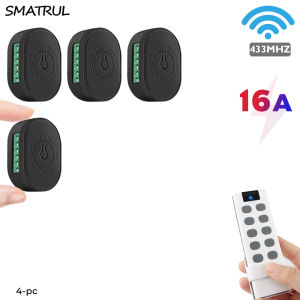 SMATRUL Đèn Công Tắc Không Dây Bộ Thu Hẹn Giờ Điều Khiển Từ Xa Điều Khiển Bằng Giọng Nói RF 10 Phím Mini Chạy Điện 433Mhz Đèn Led Bật/Tắt 220V