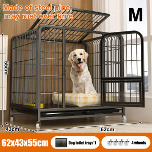 Dog Cage Stainless Steel Dog Crate Pet Cage Skylight Door With Wheels Load capacity 150KG Complimentary tray