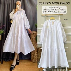 BAJU POPULER CLARYN MIDI DRESS BL LD 110 CM PB 120 CM ZIPPER DEPAN BUSUI FRIENDLY Gamis Kekinian