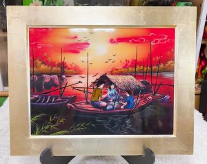 Tranh sơn mài Thanh Bình Lê- ĐỒNG QUÊ size 30x40 cm hàng xuất khẩu nhiều mẫu