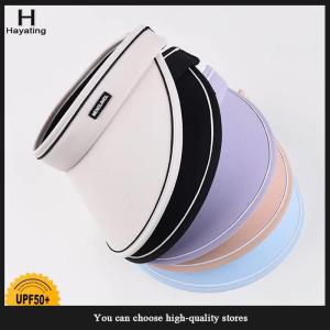 Hayating New Women Roll Up Sun Visor Wide Brim Hat Summer Foldable Packable UV Protection Empty Top Ponytail Cap For Beach Travel Bonnet
