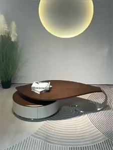 2025 new solid wood antique style leaf coffee table shaped walnut light luxury senior sense of living room home small household coffee table