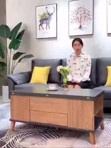 Coffee Table Folding Retractable Lifting Coffee Table Nordic Living Room Multifunctional Dining Table